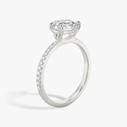 Round Cut - Pave Band - 6 Prong Classic Ring - 18 K Gold
